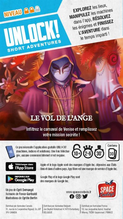 Unlock ! Short Adventures 3 Le vol de l'ange dos - asmodee
