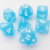 Chessex - Set de 7 dés - Frosted - Bleu Caraïbe/Blanc