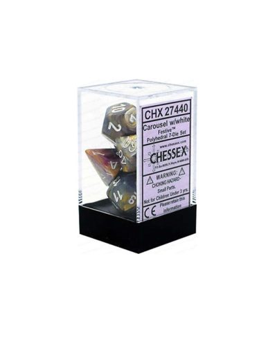 Chessex - Set de 7 dés - Lustrous - Slate/Blanc