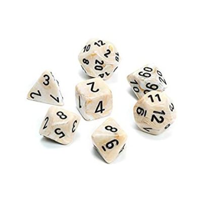 Chessex - Set de 7 dés - Marble - Ivoire/Noir