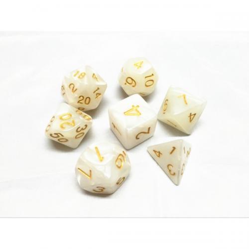 Lot de 7 Dés Translucent Fumée / Blanc