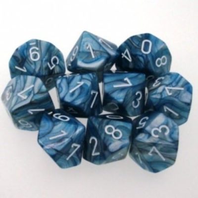 Chessex - Set de 10 dés 10 : Slate/Blanc