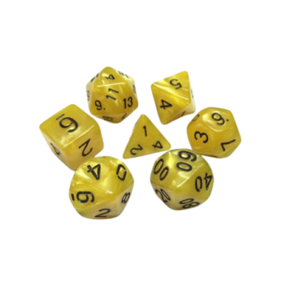 Lot de 7 Dés multiformat en boîte - Jaune nacré