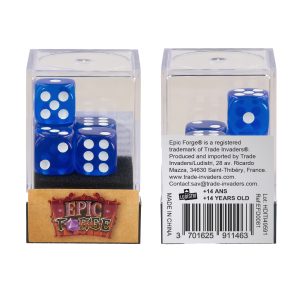 Lot de 5 Dés 6 faces- Bleu Transparent